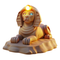 elegant artistic A mysterious sphinx with the body of a lion and the head of a human, its eyes glowing with ancient wisdom, illuminated by the warm light of the desert sun professional png