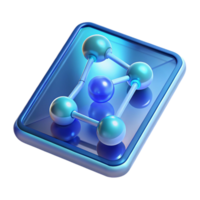 elegant traditional A transparent, holographic tablet displaying a complex 3D model of a molecule, illuminated by a soft blue light, futuristic minimalist style professional png