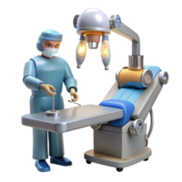 impressive minimalist A robotic surgeon performing a delicate operation, illuminated by the sterile light of an operating room, photorealistic style 4K png