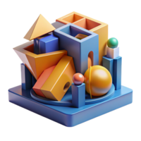 impressive abstract Deconstructivist museum, fragmented forms, bold colors, dynamic composition, abstract style, professional png