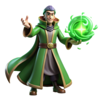 impressive creative A powerful sorcerer with eyes of burning emerald, casting a spell of swirling energy, illuminated by the crackling energy of the spell itself original png