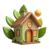 serene minimalist Sustainable eco-house, built with natural materials, sunlight filtering through leaves, warm and inviting, environmentally conscious style, authentic png