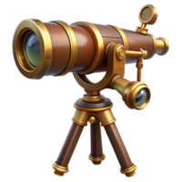 elegant modern Steampunk telescope with a brass tripod and adjustable lens genuine png