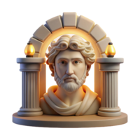impressive minimalist A stoic Roman Janus, the two-faced god, guarding a gateway, illuminated by the soft light of dawn, Roman mosaic style detailed png