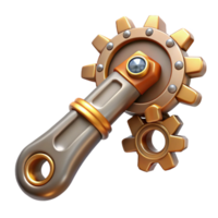magnificent rustic Steampunk wrench with adjustable gears and brass accents professional png