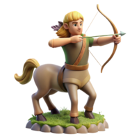 elegant artistic A wise centaur aiming a bow and arrow at a distant target, dappled forest lighting, realistic style original png