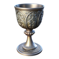 magnificent modern A single, ornate silver chalice with intricate elven engravings exclusive png