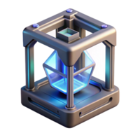 vibrant traditional A 3D printer creating a complex, geometric object, illuminated by laser light, industrial design style professional png