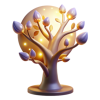 dramatic abstract A mystical tree of life with glowing leaves and branches that reach towards the heavens, illuminated by the soft light of the moon original png