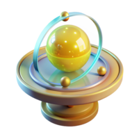 impressive contemporary A transparent, holographic display showing a rotating model of the solar system, illuminated by soft yellow light, educational style detailed png