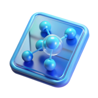 elegant traditional A transparent, holographic tablet displaying a complex 3D model of a molecule, illuminated by a soft blue light, futuristic minimalist style original png