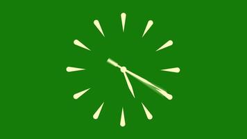 A simple watch face with fast-moving hands, designed to make time appear as if it's speeding up. The clock hands move quickly, accelerating the passage of time on green screen background. video