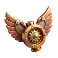 impressive abstract Steampunk wing icon with intricate clockwork mechanisms and a brass finish high quality png