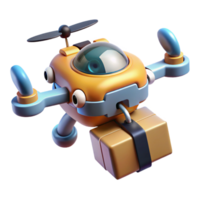 serene modern A futuristic drone delivering a package in a bustling cityscape, dynamic, fast-paced style detailed png
