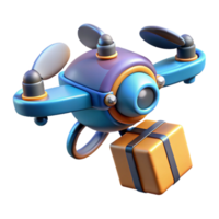 magnificent artistic A futuristic drone delivering a package in a bustling cityscape, dynamic, fast-paced style high quality png