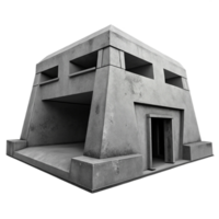 extraordinary abstract Brutalist concrete bunker, harsh shadows, stark and imposing, monochrome, high contrast, premium png