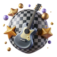 wonderful abstract Guitar Silhouette with Checkered Patterns Isolated for Racing Themes high quality png