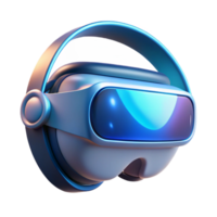 extraordinary artistic A futuristic VR headset with a sleek, minimalist design, glowing with a soft blue light, illuminated by studio lighting, product design style original png