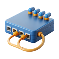 serene minimalist Network switch with ethernet cables authentic png