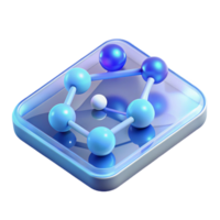dramatic artistic A transparent, holographic tablet displaying a complex 3D model of a molecule, illuminated by a soft blue light, futuristic minimalist style genuine png