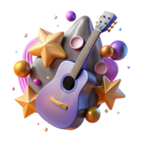 impressive creative Guitar Silhouette with Star Isolated for Music Awards high resolution png
