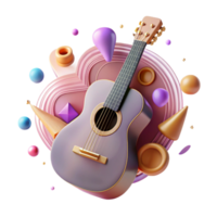 impressive artistic Guitar Silhouette with Strings Cutout for Music Tutorials high quality png