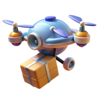 wonderful modern A futuristic drone delivering a package in a bustling cityscape, dynamic, fast-paced style exclusive png