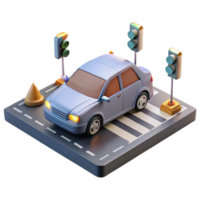 vibrant modern A self-driving car navigating a busy intersection, realistic lighting and textures, photorealistic style 4K png
