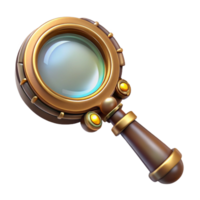 serene minimalist Steampunk magnifying glass with a brass handle and ornate detailing original png