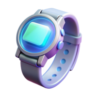 stunning abstract A futuristic watch displaying holographic notifications, illuminated by soft white light, product design style 4K png