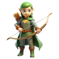 stunning abstract A graceful elf, holding a bow and arrow, pointed ears high resolution png