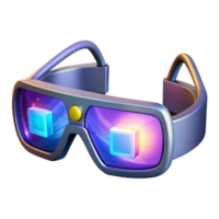 stunning modern A pair of augmented reality glasses displaying interactive holographic information, illuminated by the ambient light of a busy street, realistic style original png