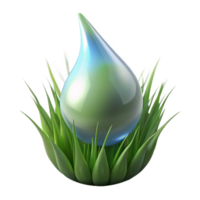 vibrant abstract A single dewdrop on a blade of grass, reflecting the surrounding environment, macro photography, realistic style premium png