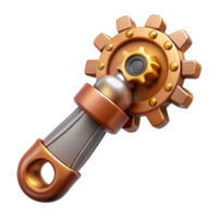 serene rustic Steampunk wrench with adjustable gears and brass accents high quality png