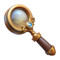 wonderful modern Steampunk magnifying glass with a brass handle and ornate detailing high quality png