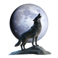 elegant artistic A lone wolf howling at the full moon, silhouetted against a dark sky, in a dramatic, monochromatic style detailed png