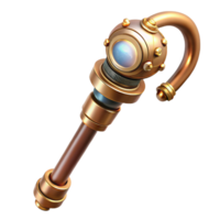 vibrant vintage Steampunk cane with a brass handle and a hidden compartment exclusive png