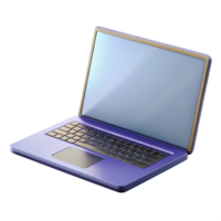 elegant vintage Laptop computer with blank screen open 45 degrees high resolution png