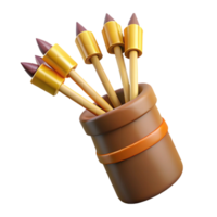 wonderful rustic A quiver full of arrows with fletching and pointed tips 4K png