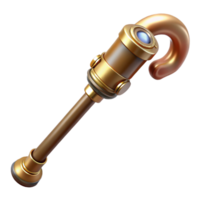 vibrant abstract Steampunk cane with a brass handle and a hidden compartment genuine png