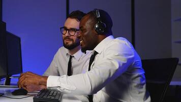 Two data center operators processing massive datasets video