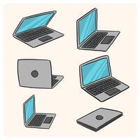 Doodle set of cute laptop. Doodle computer icon. Hand drawn computer icon. vector
