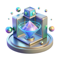 impressive contemporary Hologram Projection Cutout with 3d Model for Tech Visualization high resolution png