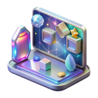 wonderful creative Holographic Display Screen Cutout with User Interface for Tech Projects high resolution png