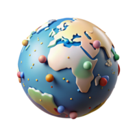 serene creative Isolated Infographic Globe with Continents for Global Data high resolution png