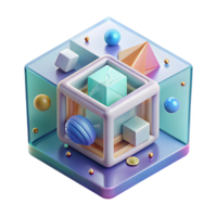 beautiful vintage Isometric Data Cube Visualization Cutout for Analytics Projects professional png