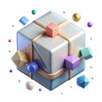 dramatic vintage Isometric Data Cube Visualization Cutout for Analytics Projects png