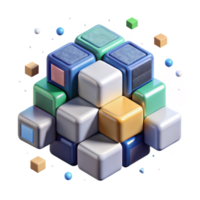 vibrant artistic Isometric Data Cubes Cutout for Business Analytics high resolution png
