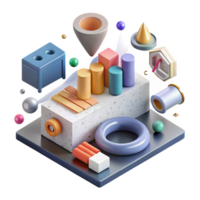 wonderful minimalist Isometric Infographic Elements Set Isolated for Data Display premium png