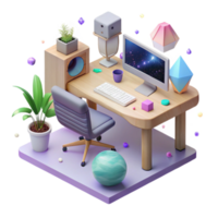 extraordinary contemporary Isometric Vr Workspace Cutout for Virtual Office Concepts genuine png
